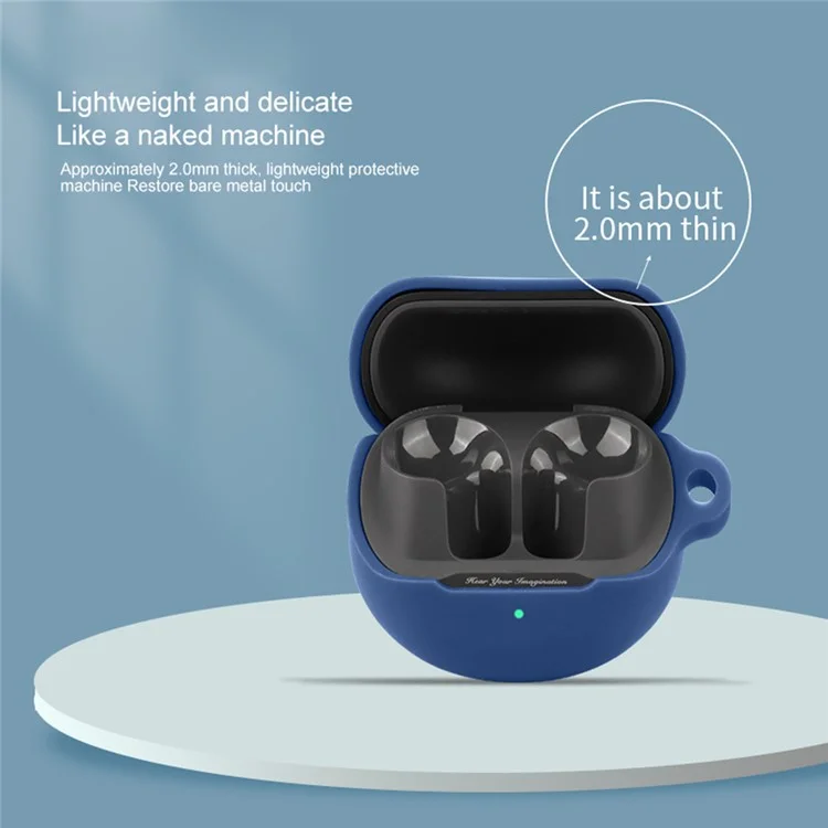 For SoundPEATS Air5 Earphone Silicone Case Earbud Cover with Anti-Loss Hanging Buckle - Dark Blue For SoundPEATS Air5 Earphone Silicone Case Earbud Cover with Anti-Loss Hanging Buckle - Dark Blue