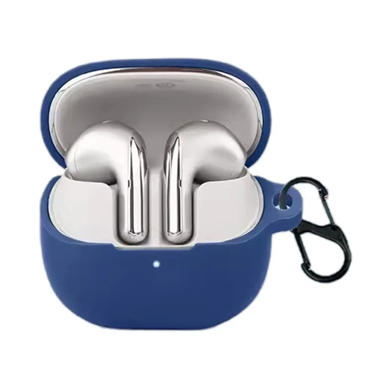 For Xiaomi Buds 5 Case Bluetooth Earphone Silicone Skin Cover with Anti-Lost Buckle - Dark Blue