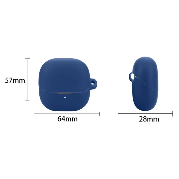 For Xiaomi Buds 5 Case Bluetooth Earphone Silicone Skin Cover with Anti-Lost Buckle - Dark Blue