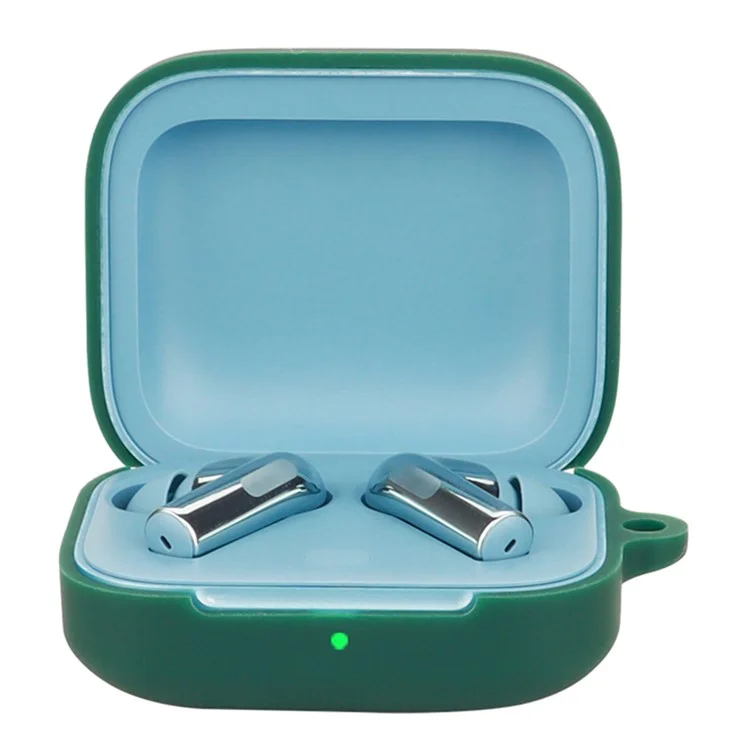 For OnePlus Buds 3 Silicone Case Bluetooth Headset Sleeve Cover with Buckle - Blackish Green