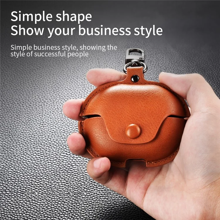 For Huawei FreeClip Earphone Case PU Leather Bluetooth Headset Charging Bin Sleeve - Dark Brown