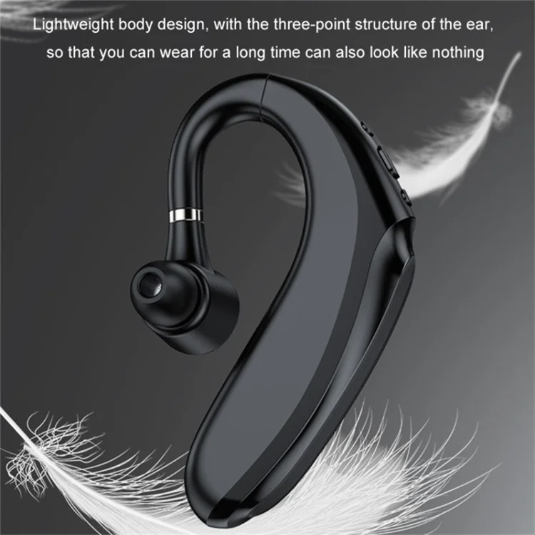 Q12 300mAh Battery Single Ear Bluetooth Headset Business Sports Wireless Music Call Earhook Earphone - Black