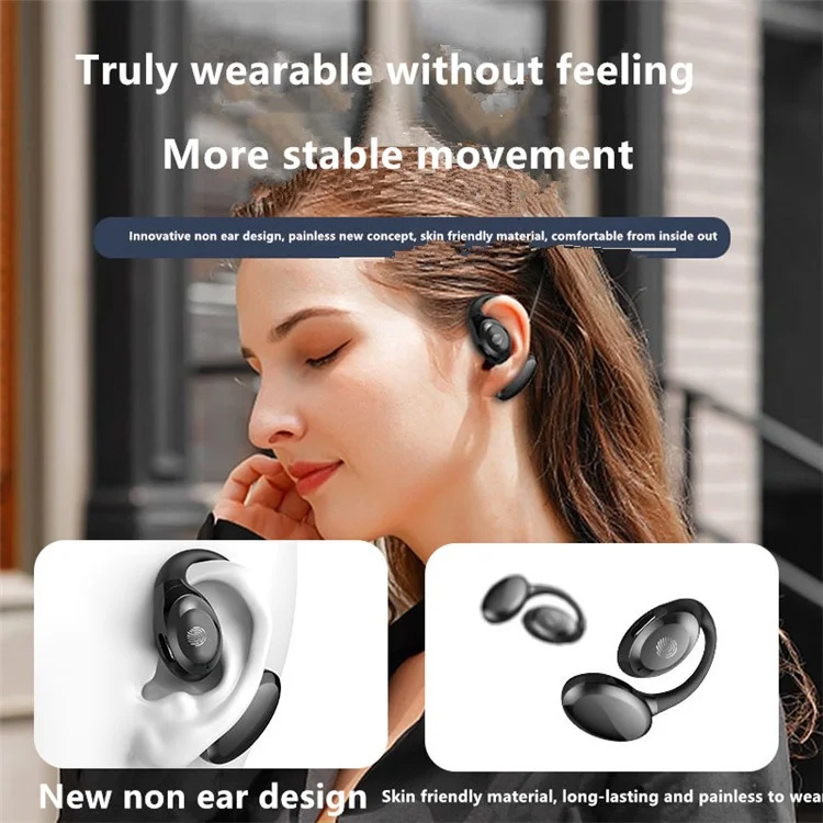 GD06 Single Ear Bluetooth 5.3 Earhook Headset Wireless Earphone - White