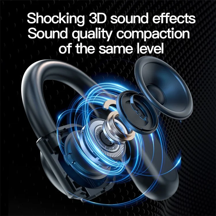 BY99 Single Ear Bluetooth 5.3 Earhook Headset Air Conduction Earphone - Black